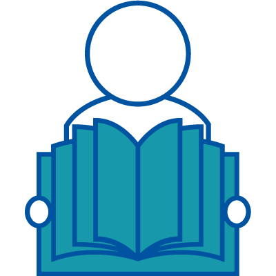 Illustration of a person holding open a book